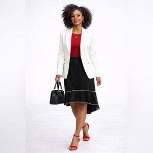 Max Studio Black High Low Midi Skirt Size S | Ruffle Hem Elastic Waist